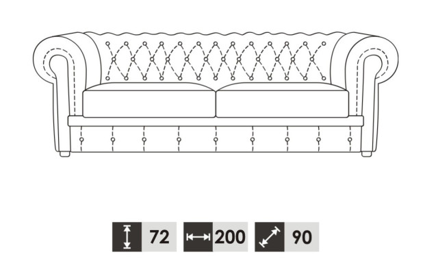 Bankstel 3-zits Chesterfield Design Relax Banken Bekleding Moderne Bankstellen