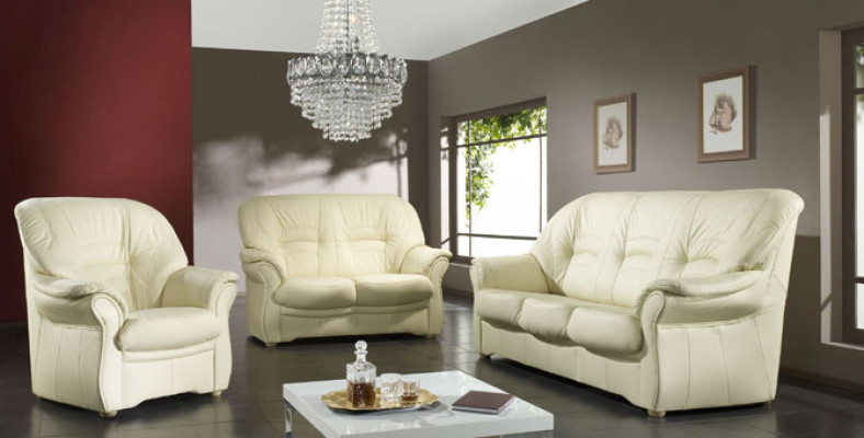 Bankstel echt lederen bankstel 3+2 zitplaatsen modern design stoffen set