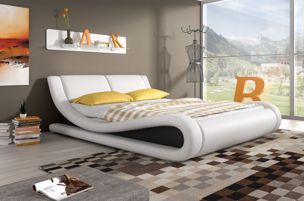 Bed met gestoffeerd Polster Kunstleer Designer Hotel Twee Luxe Design