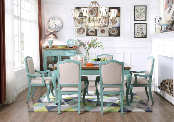 Eetset Eettafel 6 x Stoel Set Set Meubel Tafel Klassieke Eetgroep 7-delig.