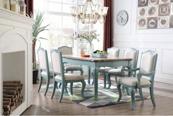 Eetset Eettafel 6 x Stoel Set Set Meubel Tafel Klassieke Eetgroep 7-delig.