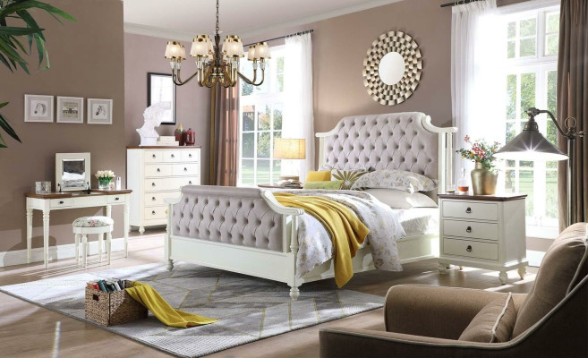 Slaapkamer Compleet Set Koninklijk Barok Bed Kaptafel Nachtkastje 6 delig.
