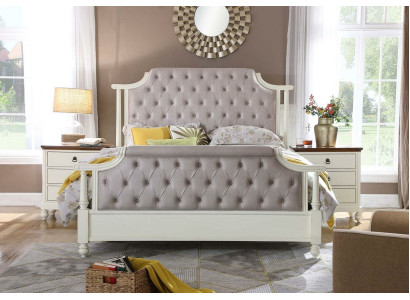 Slaapkamerset Bed 2x Nachtkastje 3-delig Bedden Oprichtingstijd Luxe Chesterfield