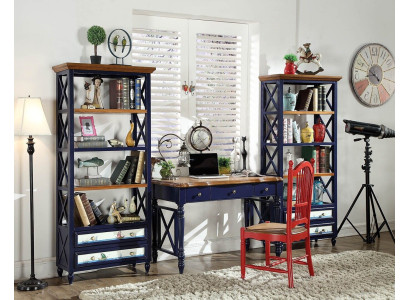 Schrijftafel 2-delig set Tafel Kast Werkkamer Echt houten meubels Kantoor Eettafel