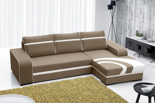 Slaapbank hoekbank bank met slaapfunctie en bekleding - Moderne set met slaapfunctie NIEUW