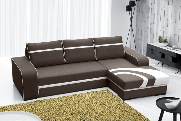 Slaapbank hoekbank bank met slaapfunctie en bekleding - Moderne set met slaapfunctie NIEUW
