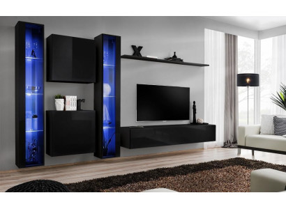 Woonkamerset ontwerpmeubilair 2x wandkast hangende vitrine inrichting