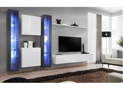 Wandmeubel Compleet Set 6-delig Hangende Vitrine Woonkamermeubilair Wandkast