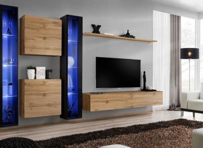 Woonmeubels Compleet Woonkamerkast Kast Wandkast Set Hangvitrine Inrichting