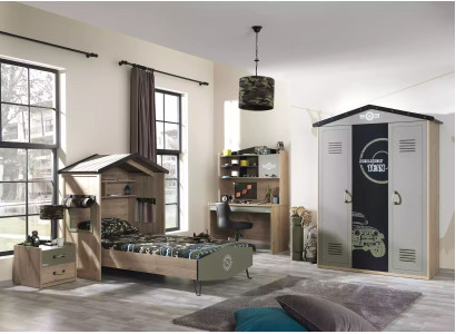 Kindermeubels Luxe kinderkamerset Bed Groen Bedframe 5-dlg Hout