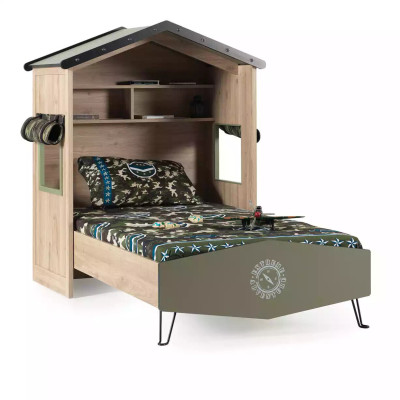 Kindermeubels Luxe kinderkamerset Bed Groen Bedframe 5-dlg Hout