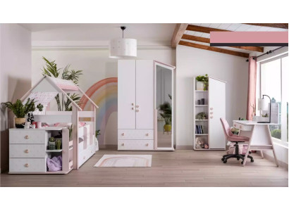 Functiebed Compleet bed Kindermeubelen Kinderkamer Roze 6-delig Hout