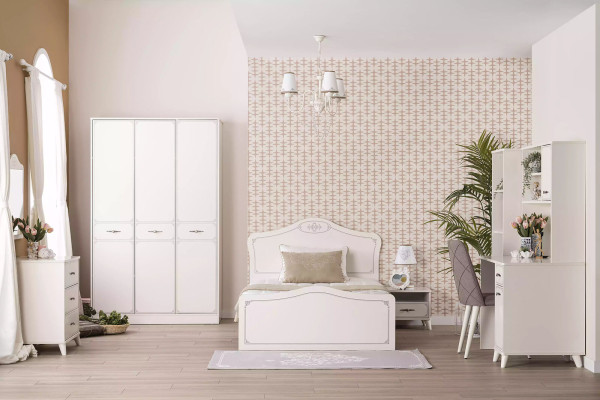 Compleet jeugdbed functioneel bed uittrekbaar set 8 delig hout wit