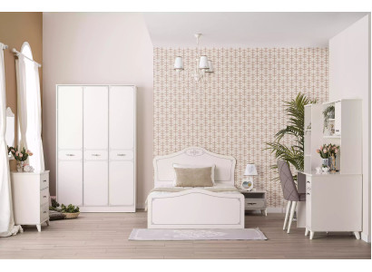 Compleet jeugdbed functioneel bed uittrekbaar set 8 delig hout wit