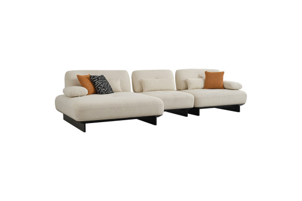 Moderne woonlandschap hoekbank salontafel bijzettafel fauteuil 4-delige set.