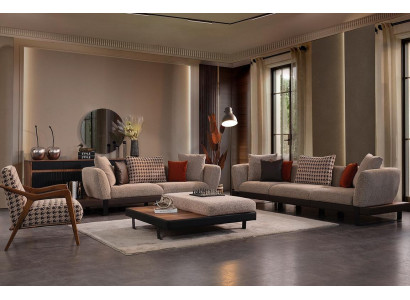 Donkerbeige bankstel 4-zits Twee luxe woonkamer fauteuils