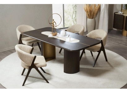 Eetkamer Moderne meubels Designer eetgroep Zwarte tafel 4x stoelen