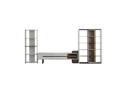 Witte woonkamer hout RTV design wandplanken woonkamer tv-meubel 3-delig