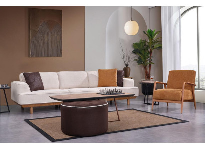 Complete woonkamerbankstel ontwerper gestoffeerde fauteuil vierzits