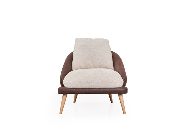 Bruin-witte bankstel woonkamer driezits luxe fauteuil 2-delige set