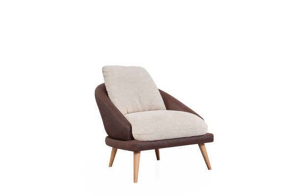 Bruin-witte bankstel woonkamer driezits luxe fauteuil 2-delige set