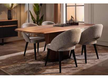 Complete eetkamerset Rechthoekige eettafel 4x gestoffeerde stoelen