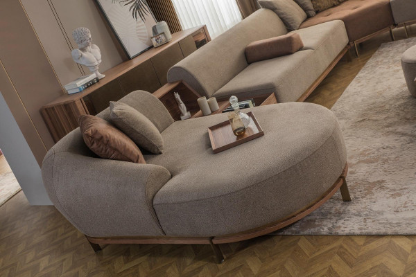 Modern beige hoekbank U-vorm woonlandschap luxe banken voor de woonkamer