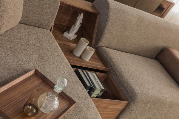 Modern beige hoekbank U-vorm woonlandschap luxe banken voor de woonkamer