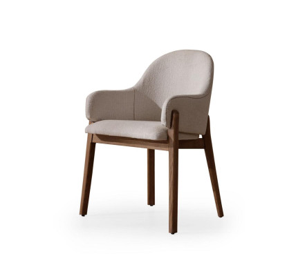 Wit-bruine eetkamerset Moderne eettafel 6x gestoffeerde stoelen 9-delig