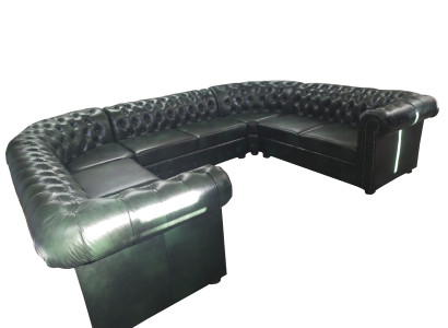 Chesterfield hoekbank U-vorm leren bank hoekbanken leren bank Modern Nieuw