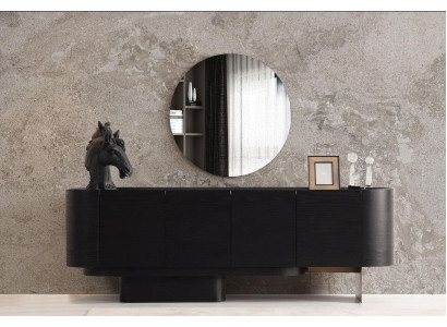 Zwarte eetkamer meubels Stijlvol dressoir met spiegel Houten commode