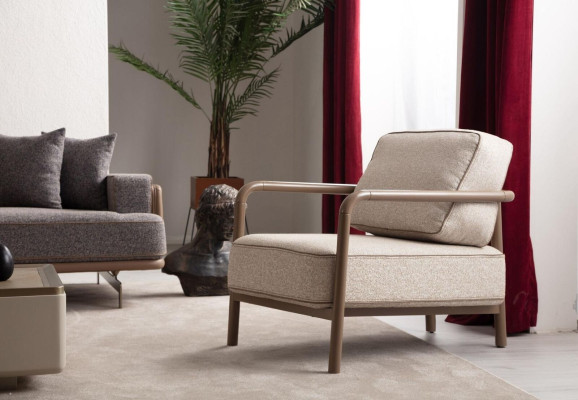 Moderne lichte bankstel 3+3+1 Set Designer woonkamer zitbank 3-delig