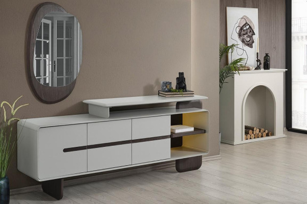 Witte dressoir Luxe spiegel Designer dressoir Edele 2-delige set