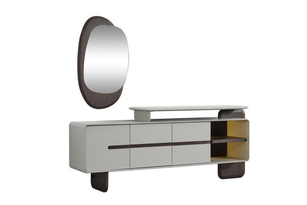 Witte dressoir Luxe spiegel Designer dressoir Edele 2-delige set