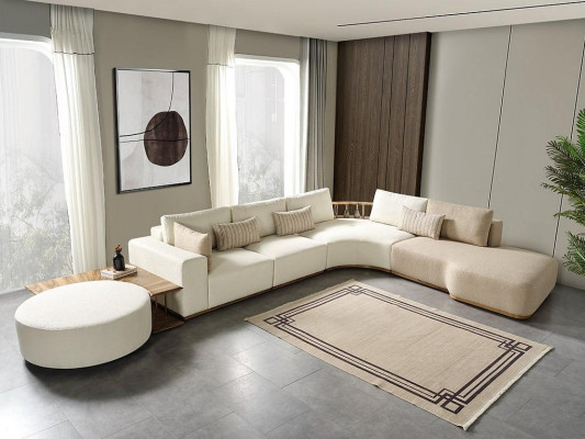 Witte hoekbank Moderne woonkamer meubels Designer bankstel Stoffen bankstel 2-delig