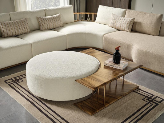 Witte hoekbank Moderne woonkamer meubels Designer bankstel Stoffen bankstel 2-delig