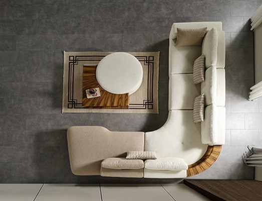Witte hoekbank Moderne woonkamer meubels Designer bankstel Stoffen bankstel 2-delig