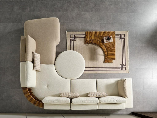 Witte hoekbank Moderne woonkamer meubels Designer bankstel Stoffen bankstel 2-delig