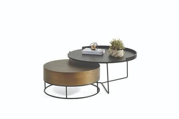 Ontwerper 2x salontafels Moderne ronde bijzettafel metalen tafel set