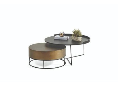Ontwerper 2x salontafels Moderne ronde bijzettafel metalen tafel set