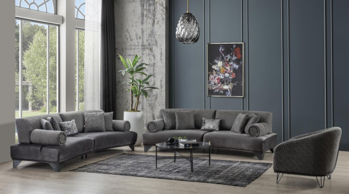 Luxe bankstel bankstel banken bank fauteuil driezitter 3+3+1 zits stof Nieuw