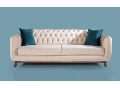 Driedelige bank Gestoffeerde bank Stoffen meubels Beige wit Fluweel