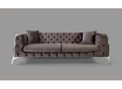 Chesterfield grijze bank 3-zits woonkamer banken textiel bekleding