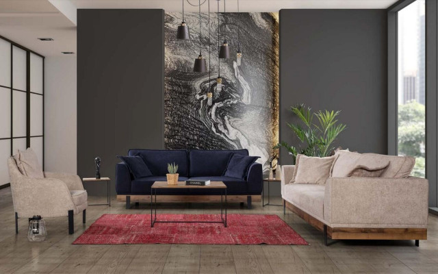 Ontwerp Bank 3-zits Gestoffeerde Bank Moderne Banken Kamermeubilair Beige