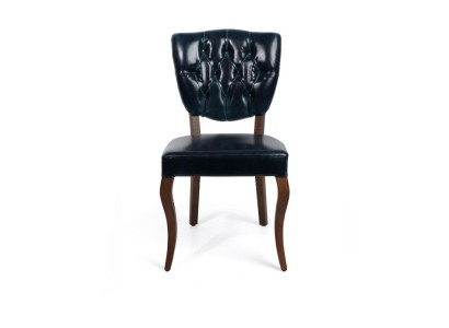 Donkerblauwe Chesterfield eenzitter designer leren stoel luxe eetkamer meubels