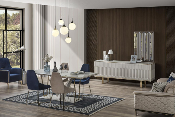 Garnituur eetkamerset eetkamer eettafel dressoir eetstoel eetkamerset eethoek 6-delig