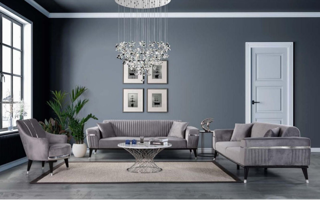 Fauteuil Eenzitterbank Woonkamer Textiel Stof Meubels Kleur Grijs