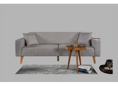Woonkamer bank driezitsbank bank 3 zitplaatsen gestoffeerd textiel grijs meubilair