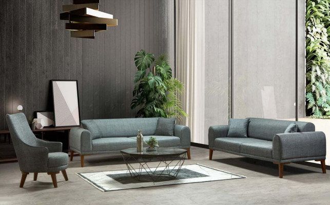 Luxe Moderne Bank 3-zits Designbank Driepersoons Beklede Houtbank