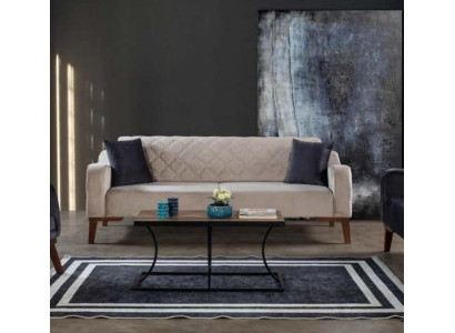 Beige driezits bank Elegante bank Woonkamer meubels Fluweel